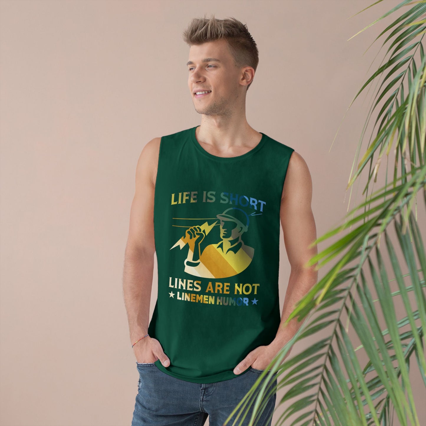 Lineman Tank - Life Is Short Lines Are Not-colored chrome