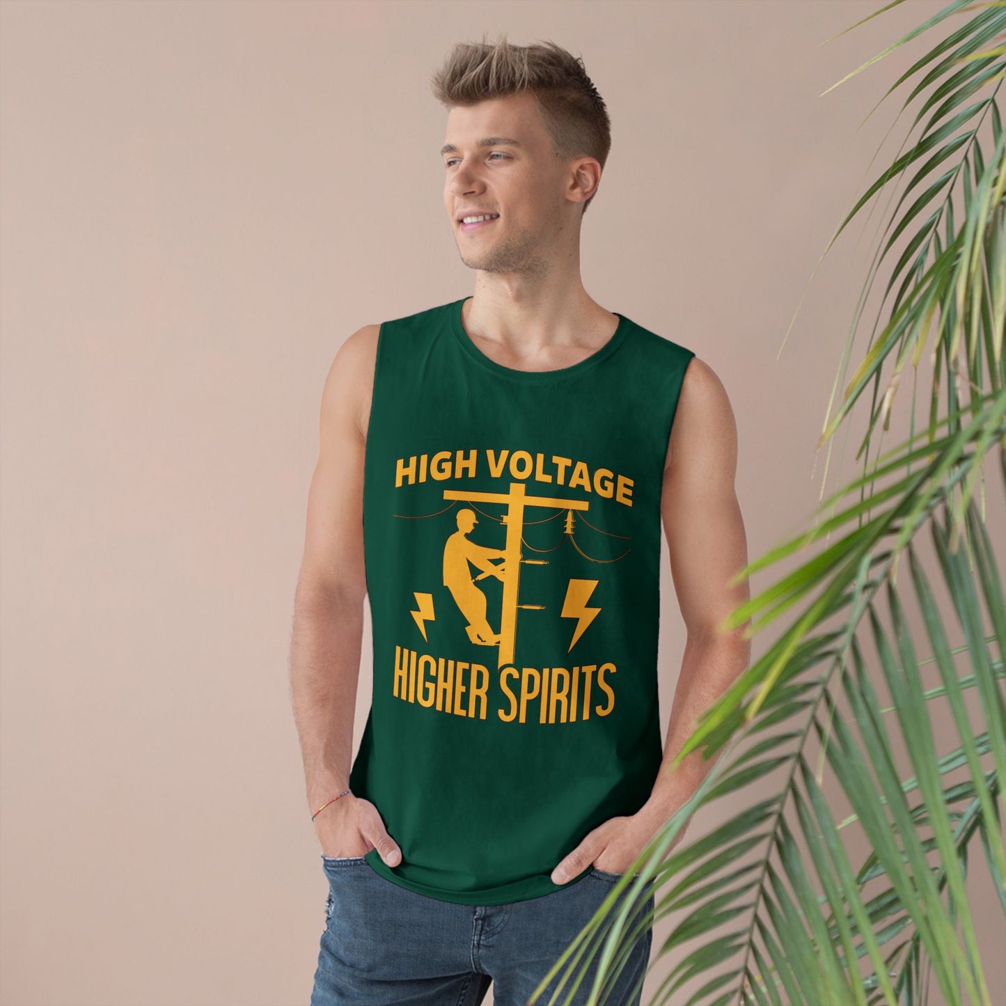 Lineman Tank - High Voltage Higher Spirits-sky 24