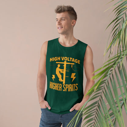 Lineman Tank - High Voltage Higher Spirits-sky 24
