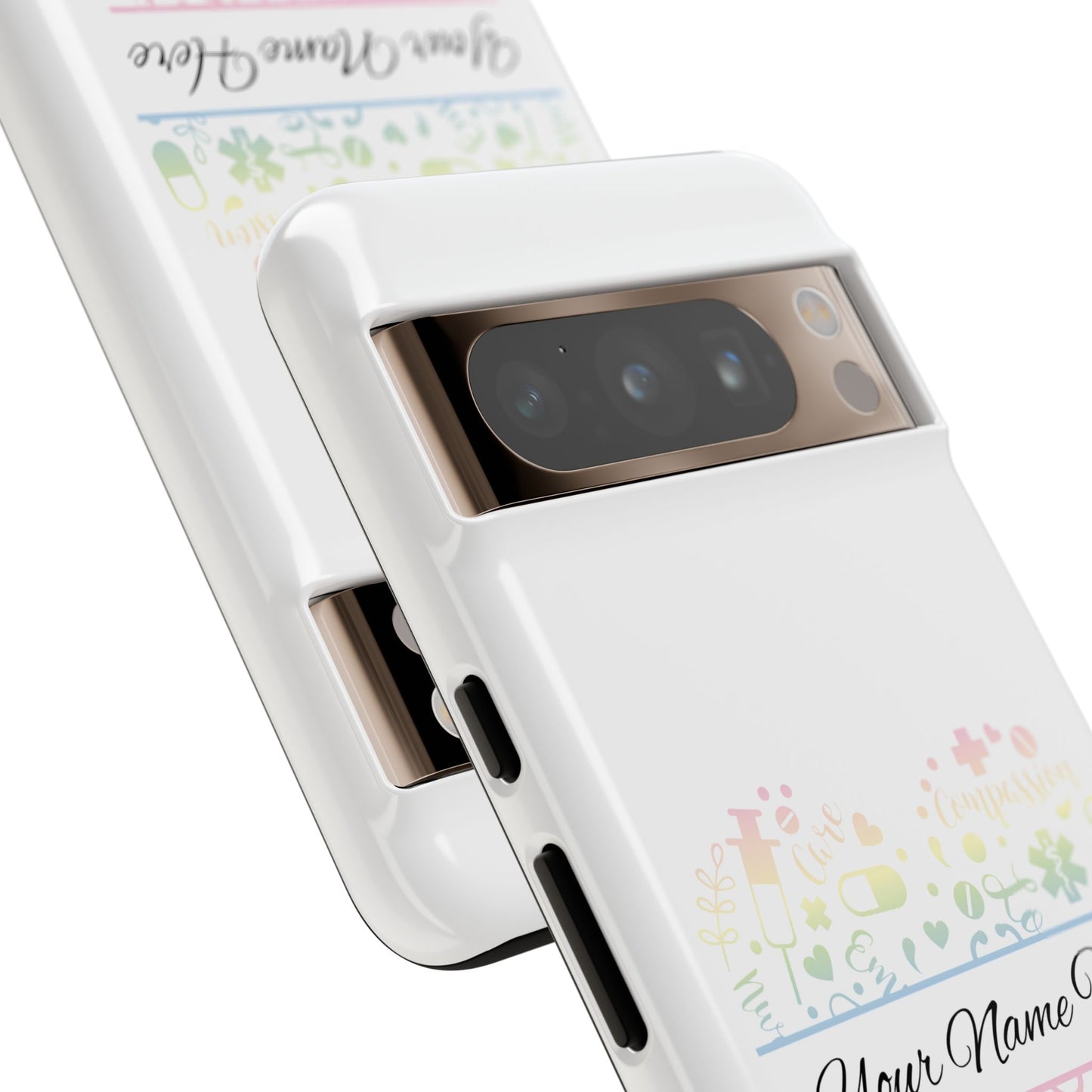 Google Pixel Tough Case - Monogram Heart - White