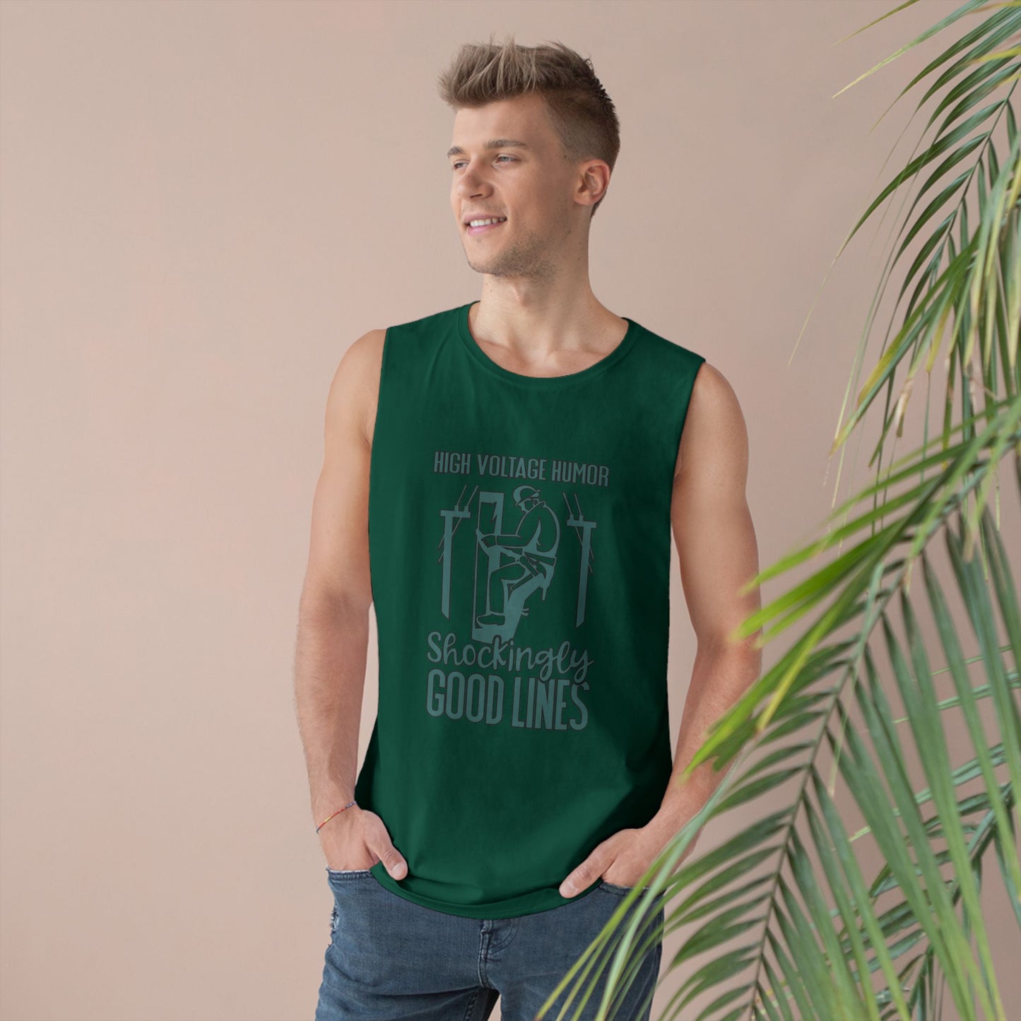Lineman Tank - High Voltage Humor Shockingly Good Lines-copper patina