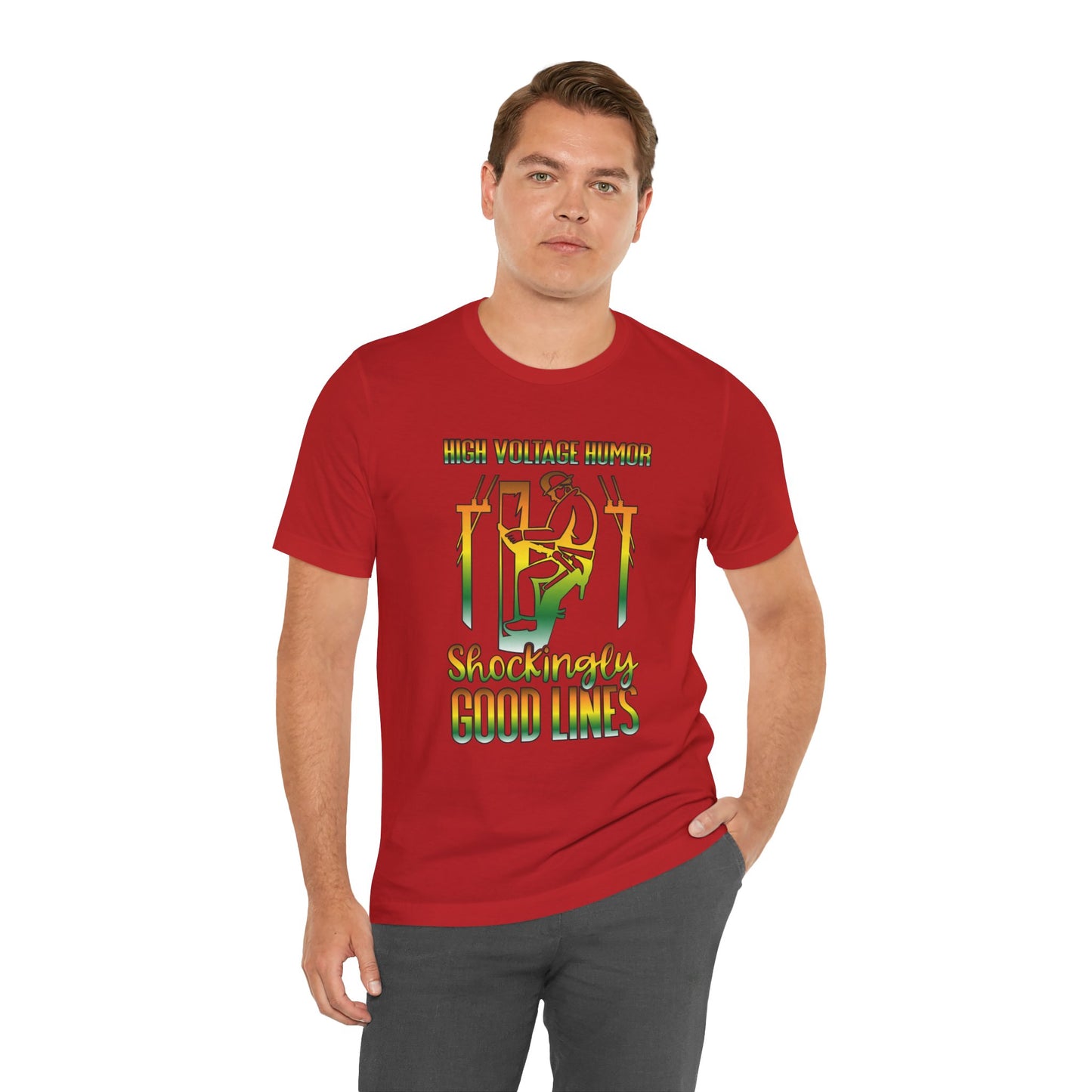 Lineman T-shirt - High Voltage Humor Shockingly Good Lines-gradient