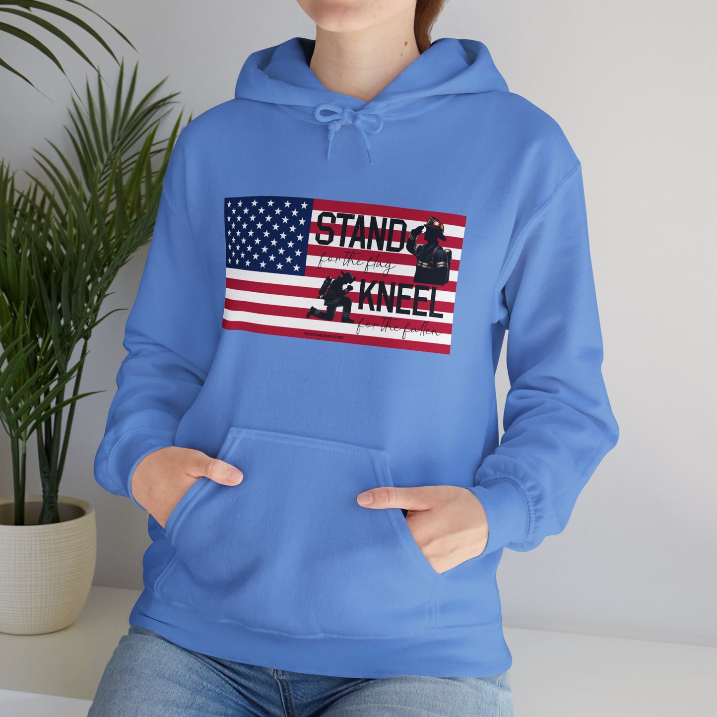 Gildan Stand for the Flag, Kneel for the Fallen Hoodie - fire fighter