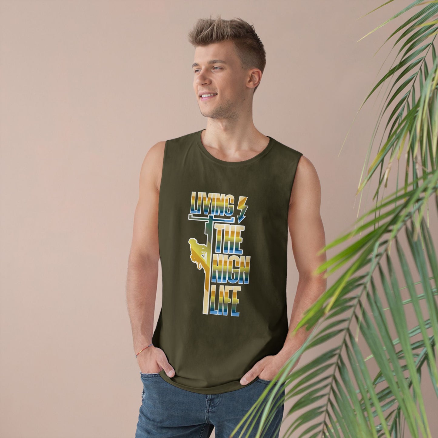 Lineman Tank - Living The High Life-colored chrome