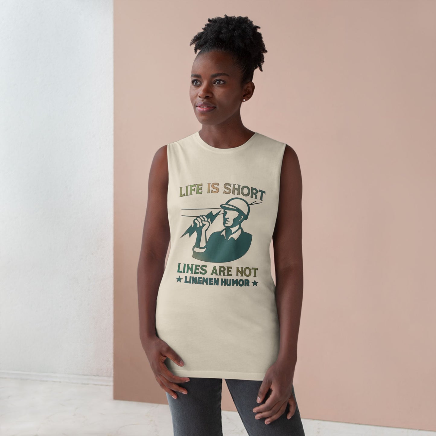 Lineman Tank - Life Is Short Lines Are Not-copper patina