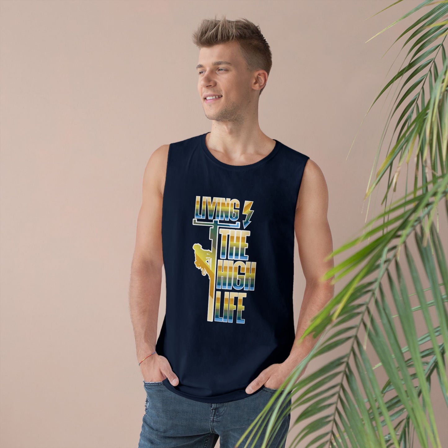 Lineman Tank - Living The High Life-colored chrome