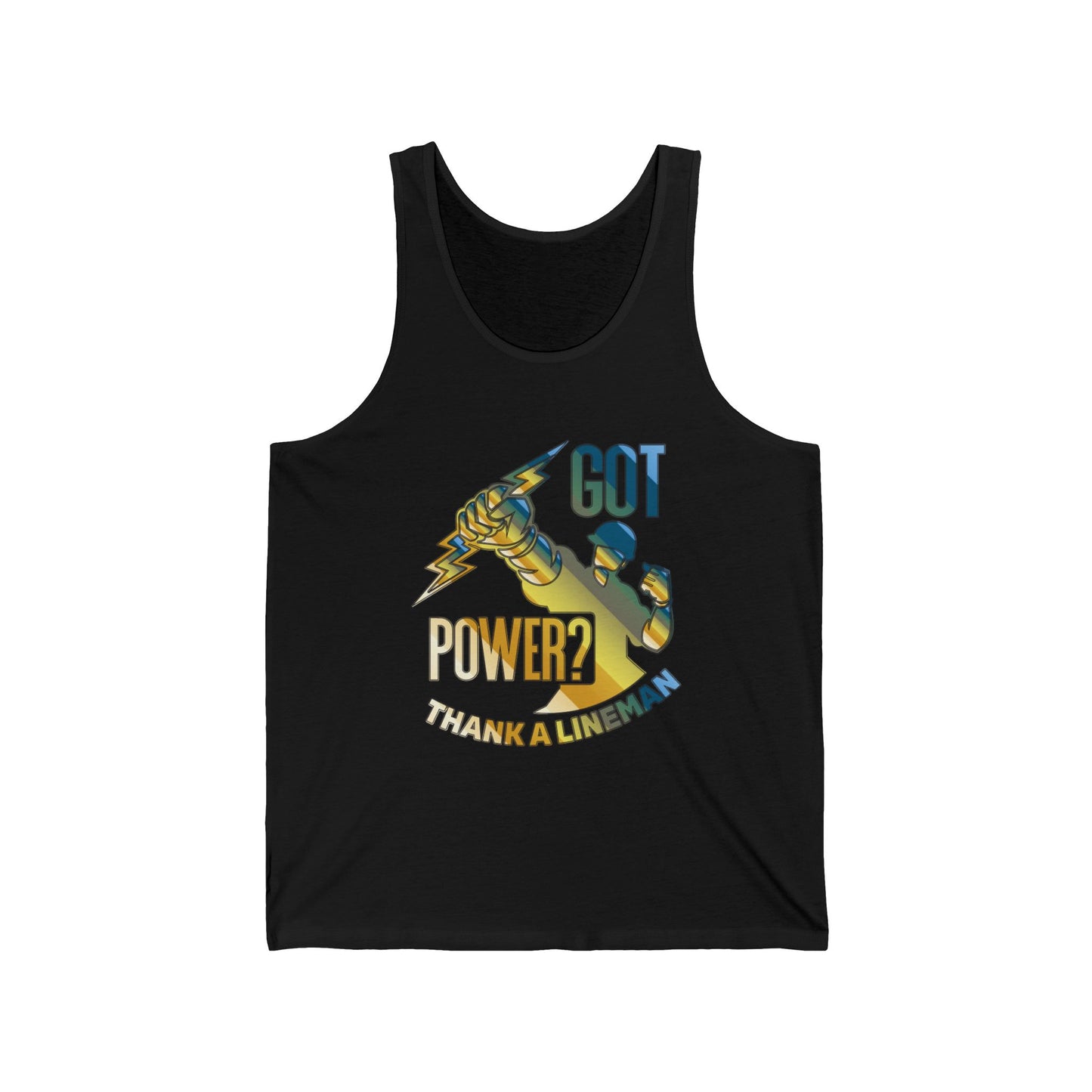 Lineman Tank - Got Power Thank A Lineman - colored chrome
