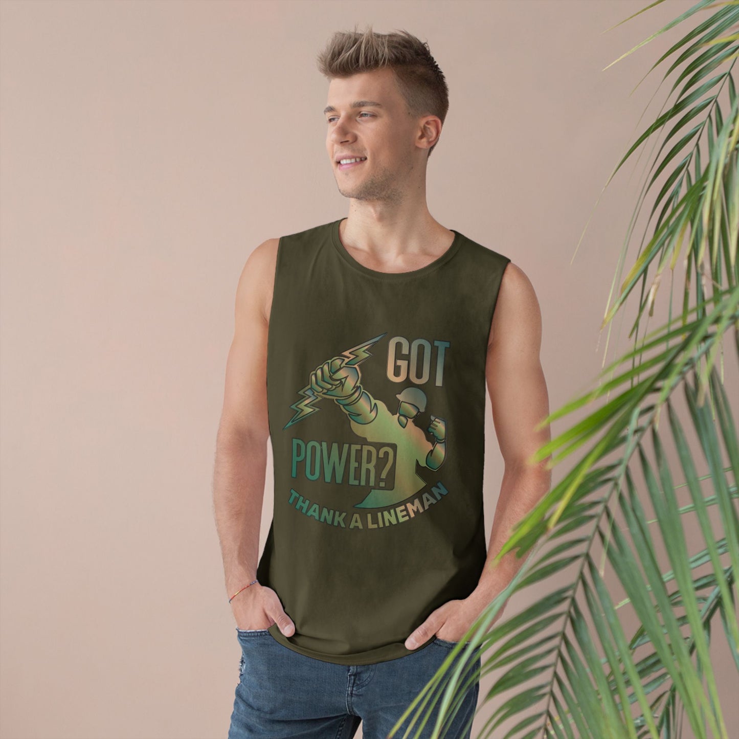 Lineman Tank - Got Power Thank A Lineman - copper patina