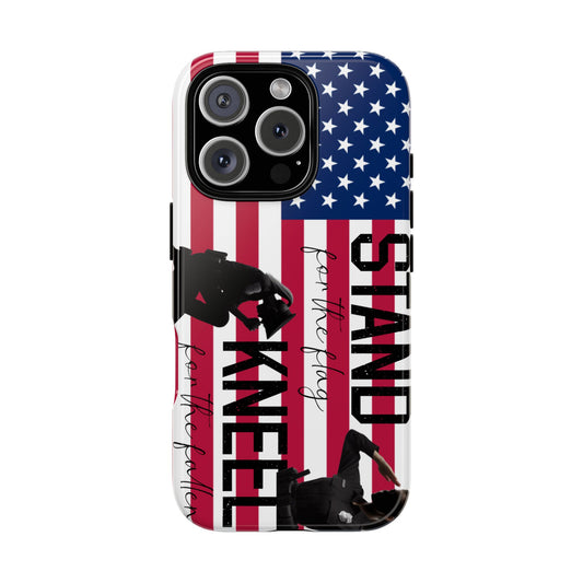 Female Police Officer iPhone Tough Case - Stand for the Flage, Kneel for the fallen