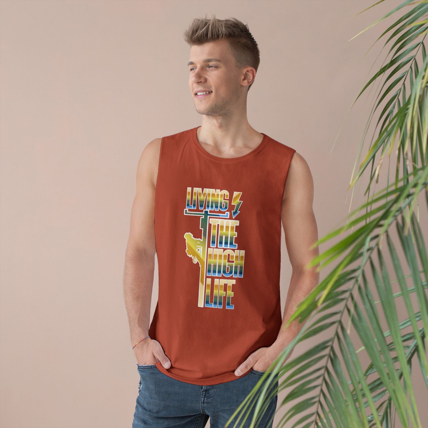 Lineman Tank - Living The High Life-colored chrome