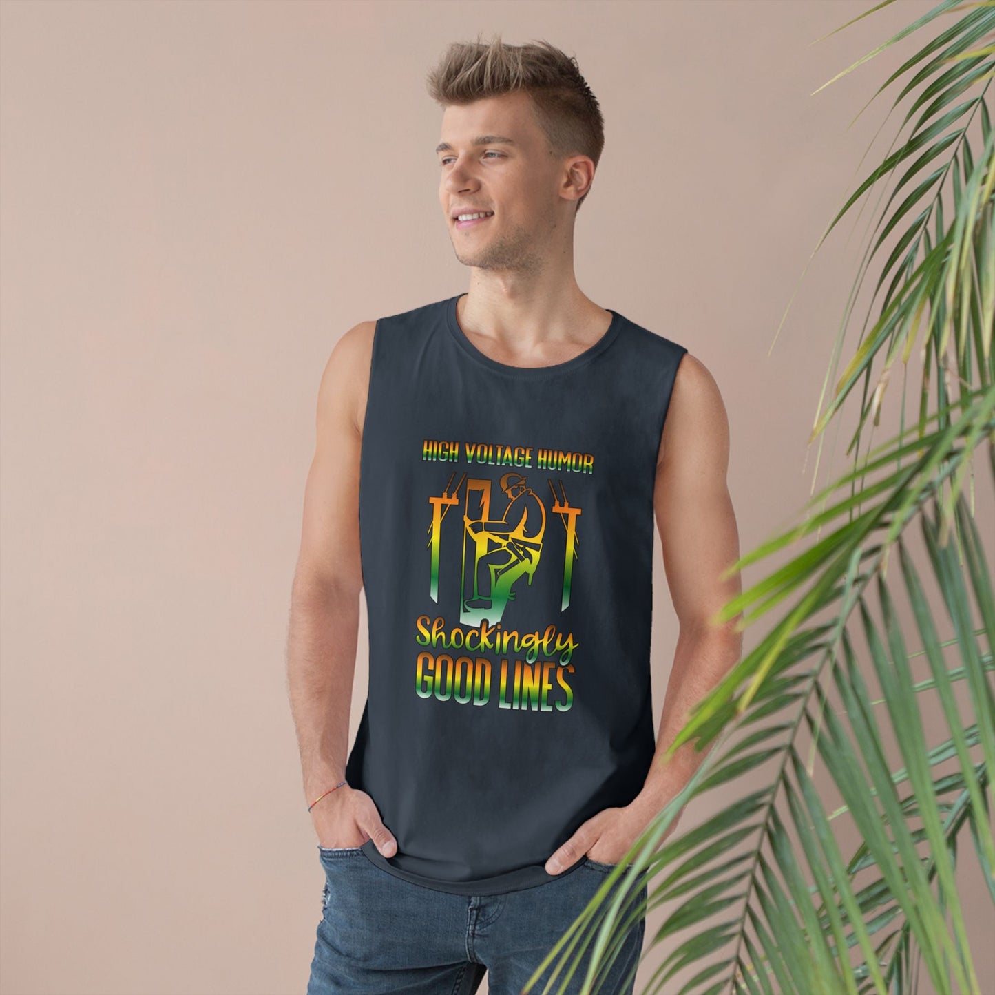Lineman Tank - High Voltage Humor Shockingly Good Lines-gradient