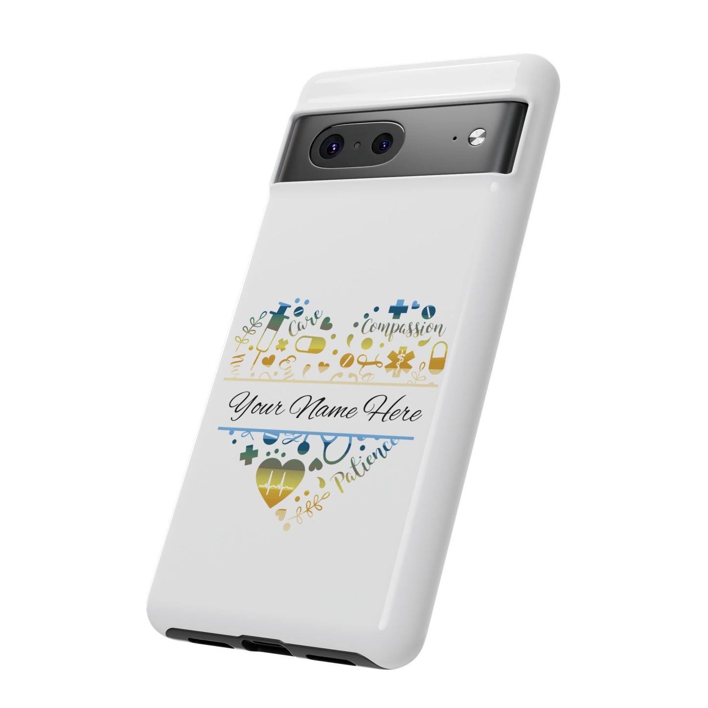 Google Pixel Tough Case - Monogram Heart - White