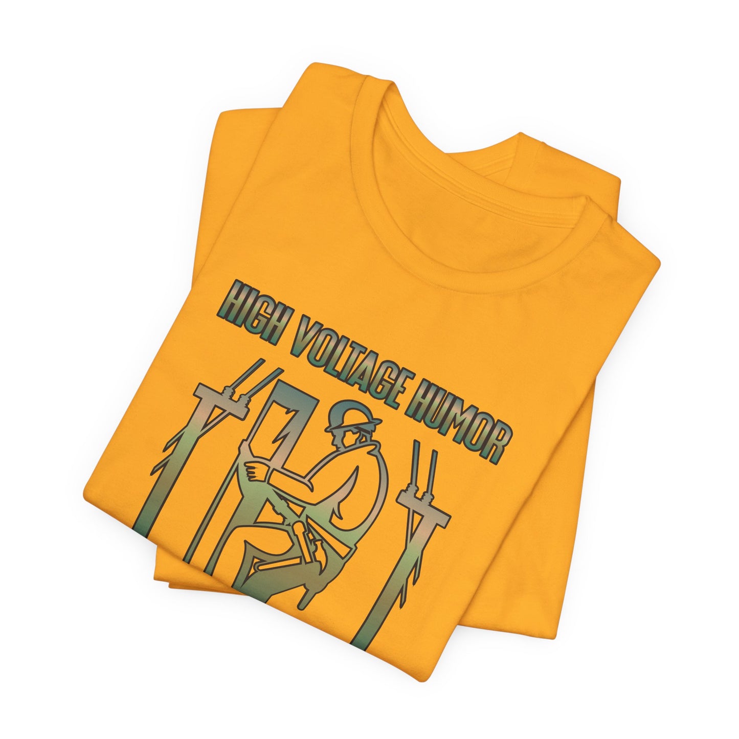 Lineman T-shirt - High Voltage Humor Shockingly Good Lines-copper patina