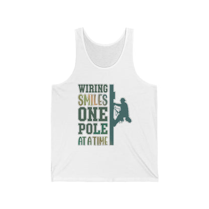 Lineman T-shirt - Wiring Smiles One Pole At A Time-copper patina