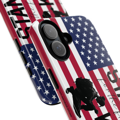 Female Military iPhone Tough Case - Stand for the Flage, Kneel for the fallen