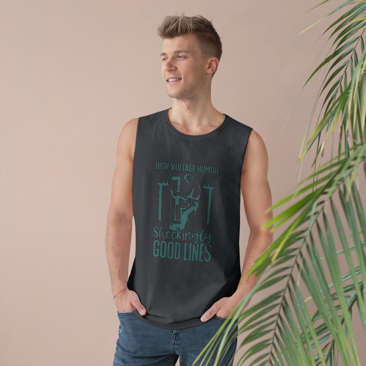 Lineman Tank - High Voltage Humor Shockingly Good Lines-copper patina