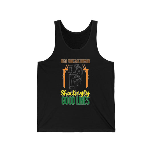 Lineman Tank - High Voltage Humor Shockingly Good Lines-color