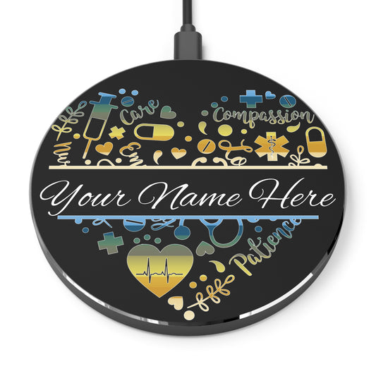 Nurse Monogram Heart Wireless Charger | Fast Charging Pad for Healthcare Professionals