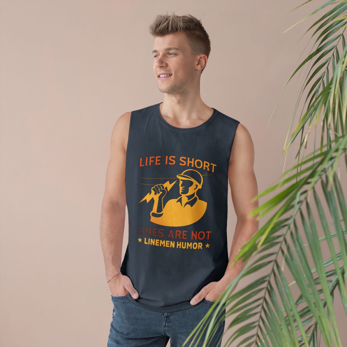 Lineman Tank - Life Is Short Lines Are Not-sky 24