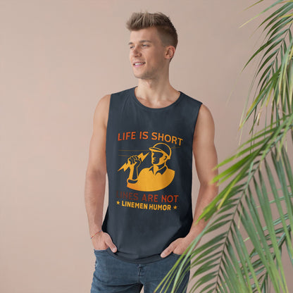 Lineman Tank - Life Is Short Lines Are Not-sky 24