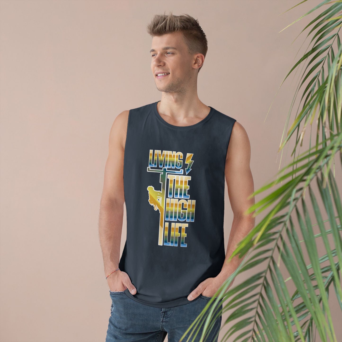 Lineman Tank - Living The High Life-colored chrome