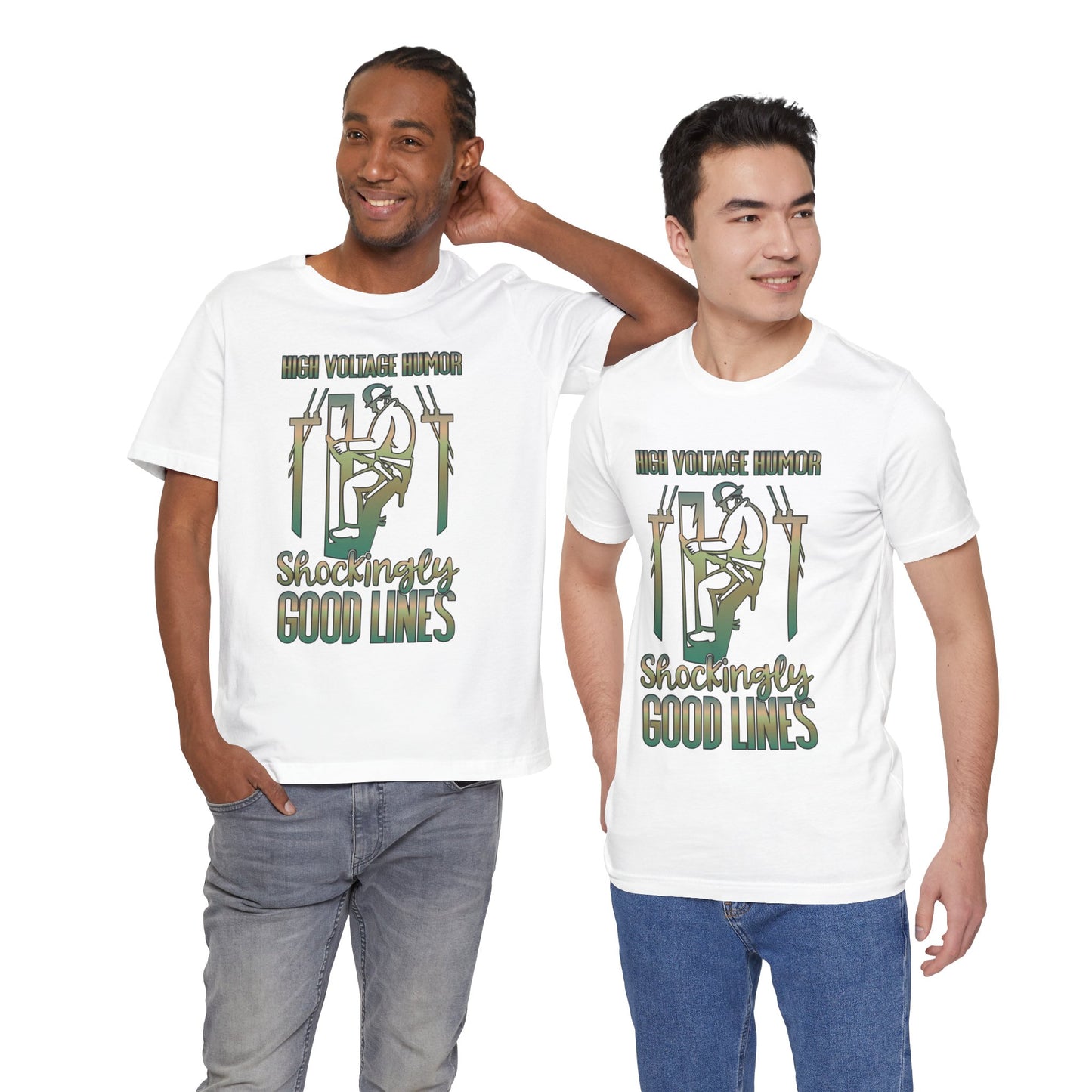 Lineman T-shirt - High Voltage Humor Shockingly Good Lines-copper patina
