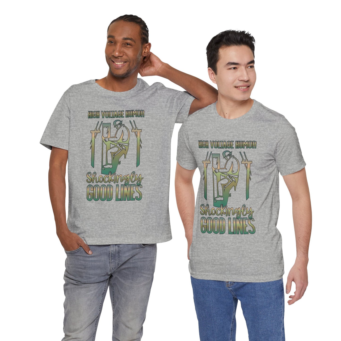 Lineman T-shirt - High Voltage Humor Shockingly Good Lines-copper patina