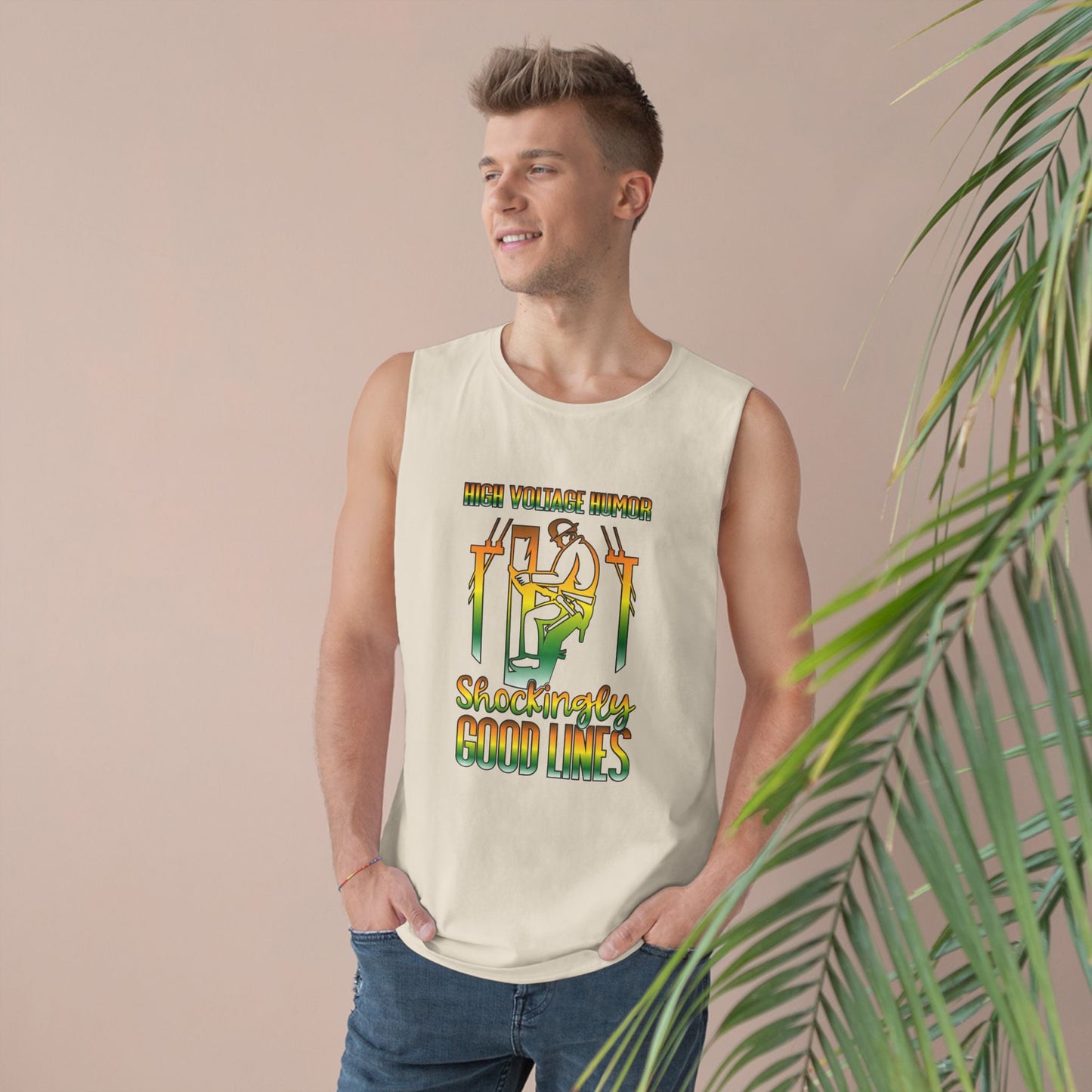 Lineman Tank - High Voltage Humor Shockingly Good Lines-gradient