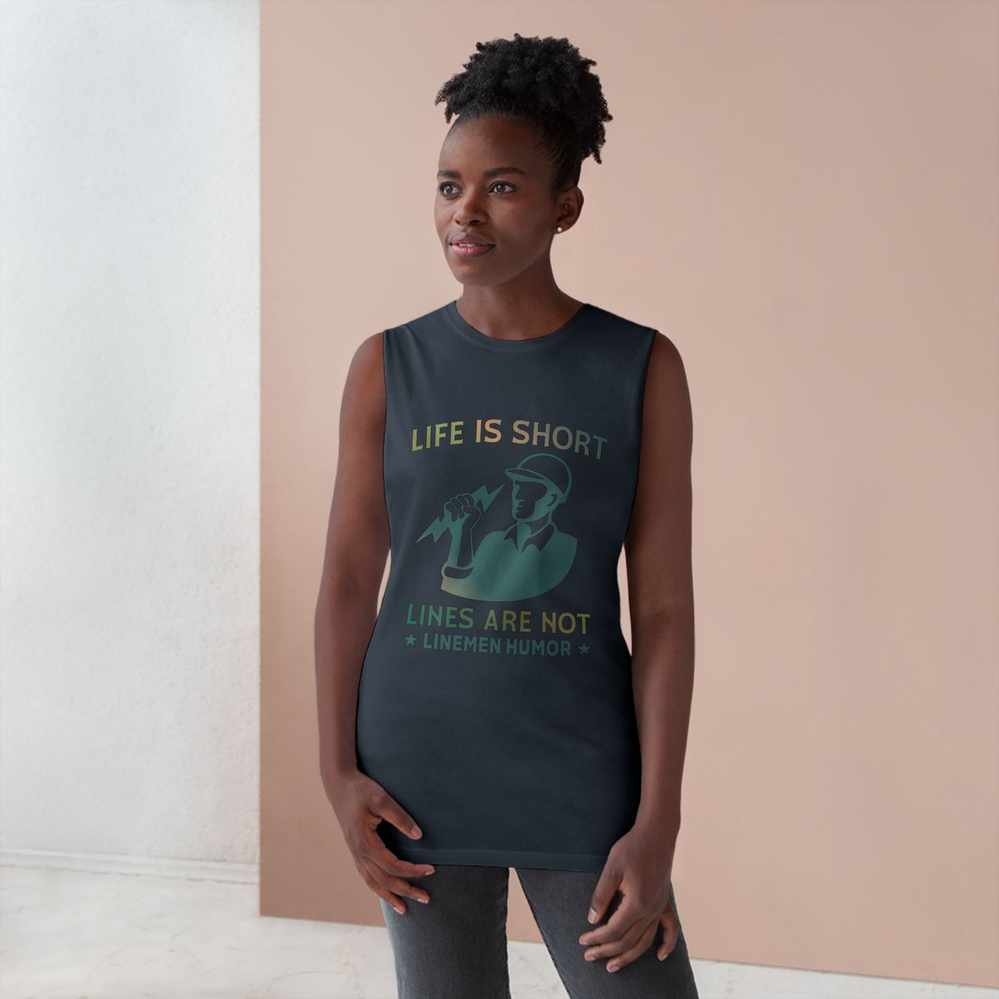 Lineman Tank - Life Is Short Lines Are Not-copper patina