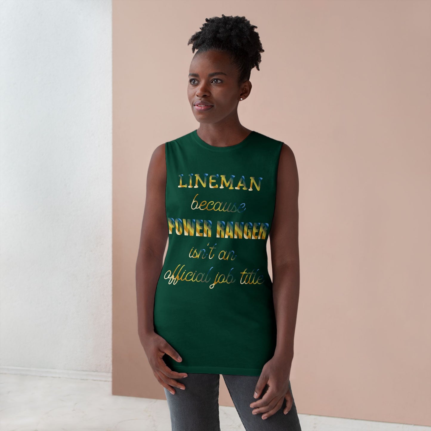 Lineman Tank - Power Ranger job title colored chrome