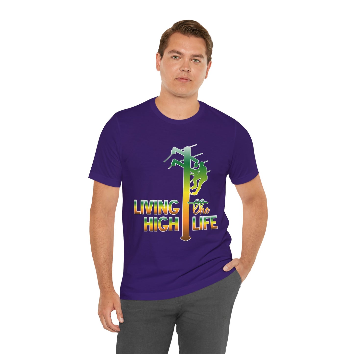 Lineman T-shirt - living the high life - gradient