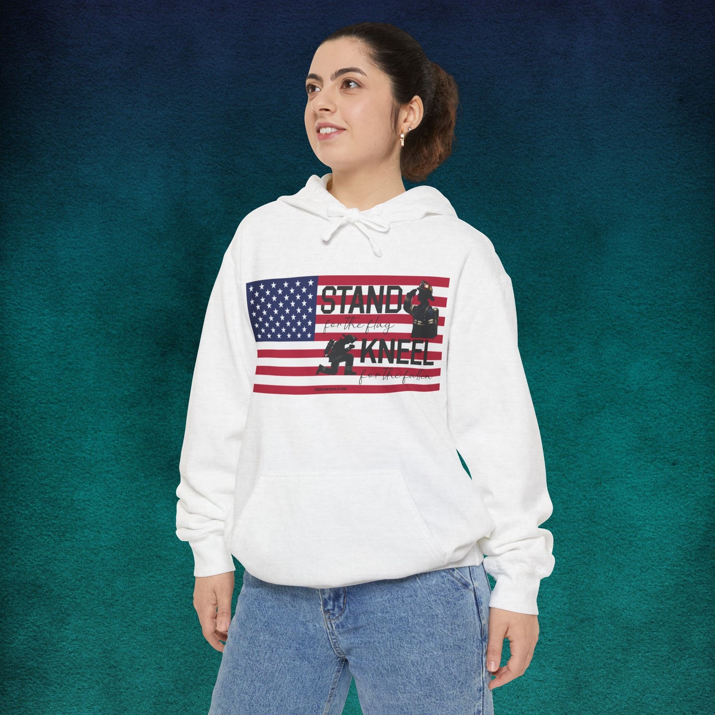 Comfort Colors Stand for the Flag, Kneel for the Fallen Hoodie - Firefighter