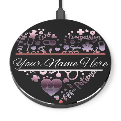 Nurse Monogram Heart Wireless Charger | Fast Charging Pad for Healthcare Professionals