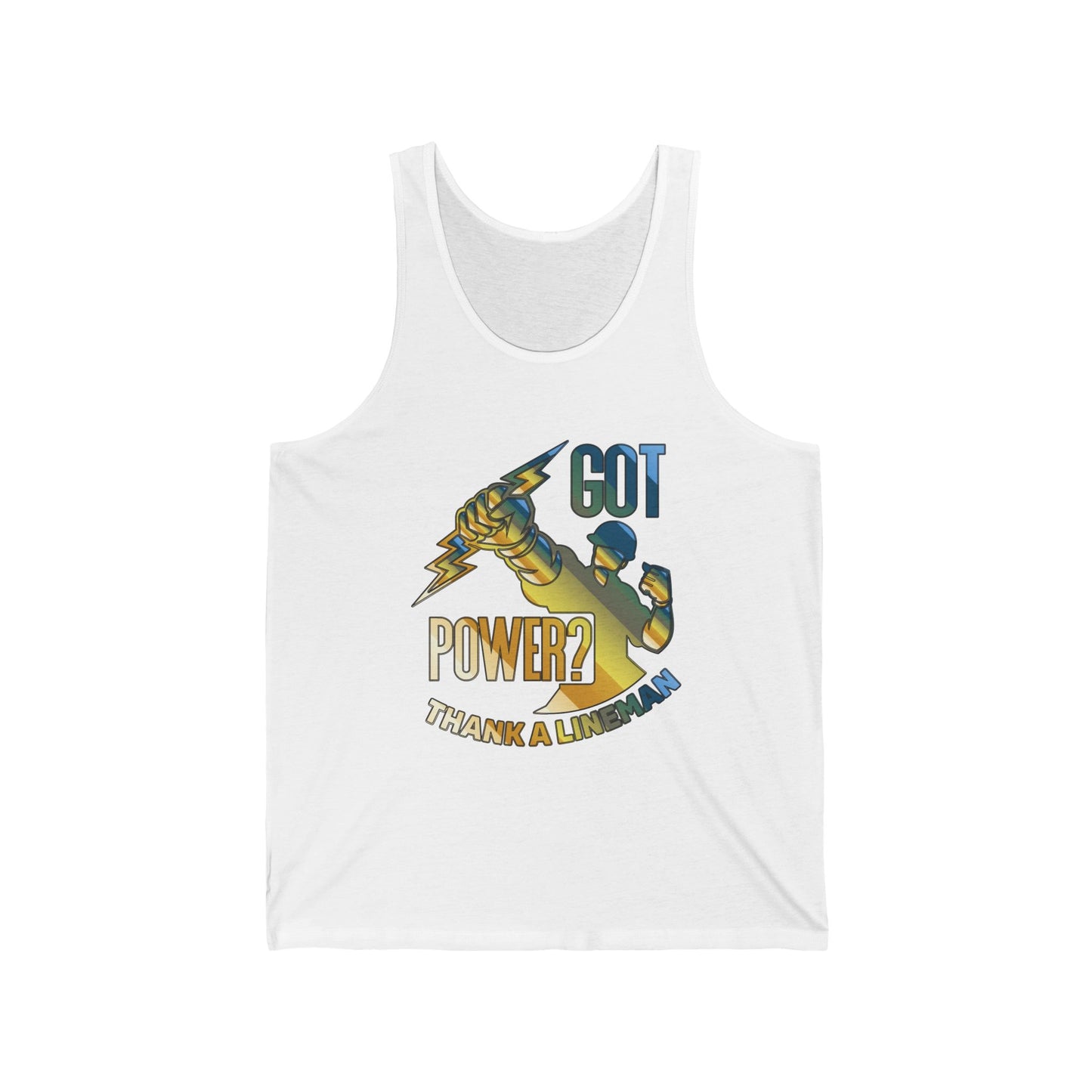 Lineman Tank - Got Power Thank A Lineman - colored chrome