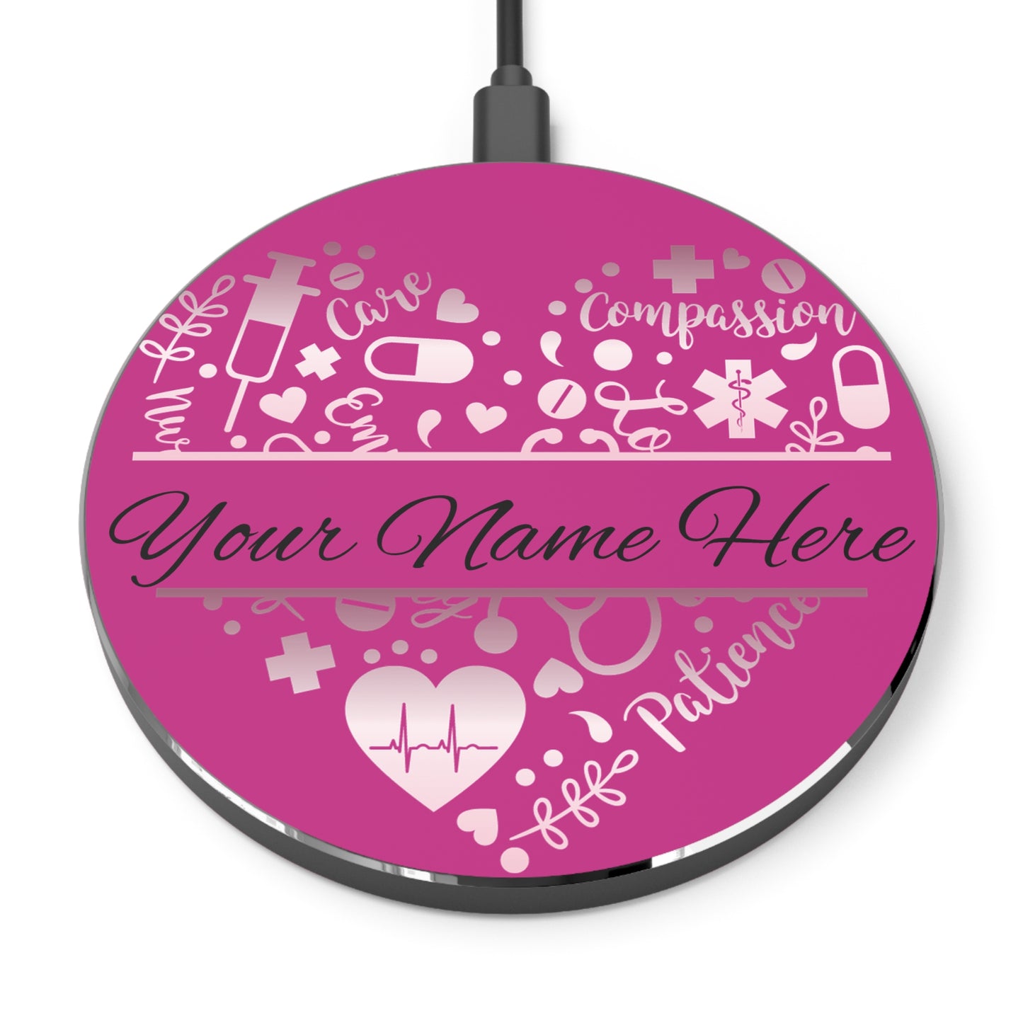 Nurse Monogram Heart Wireless Charger | Fast Charging Pad for Healthcare Professionals