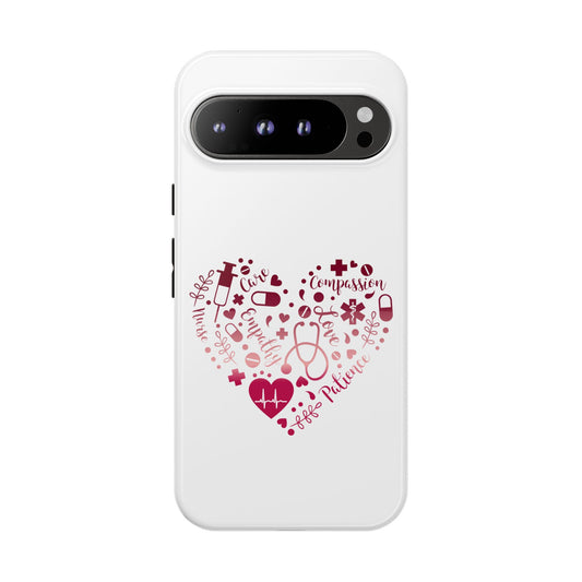 Google Pixel Tough Case - Monogram Heart 1 - White