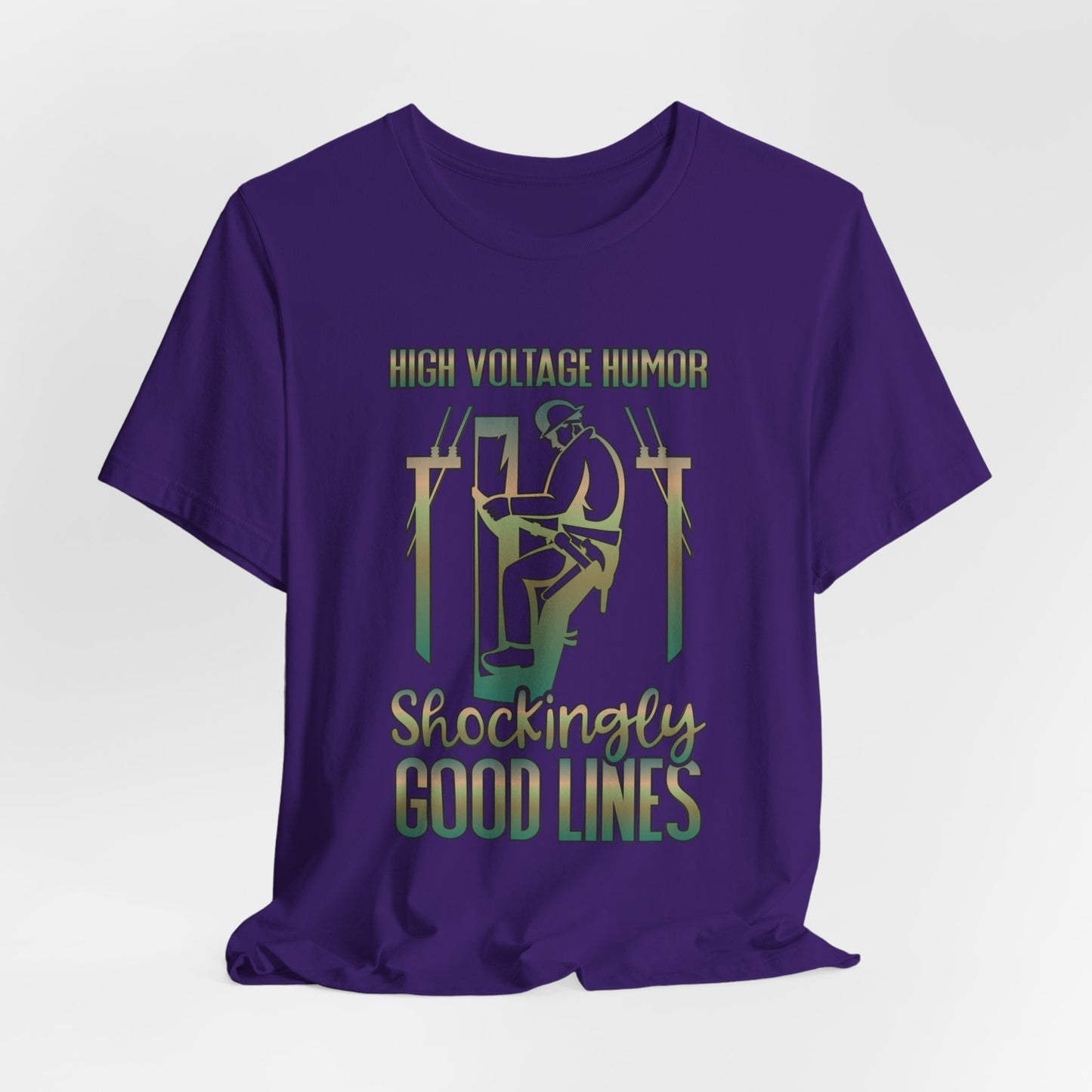 Lineman T-shirt - High Voltage Humor Shockingly Good Lines-copper patina