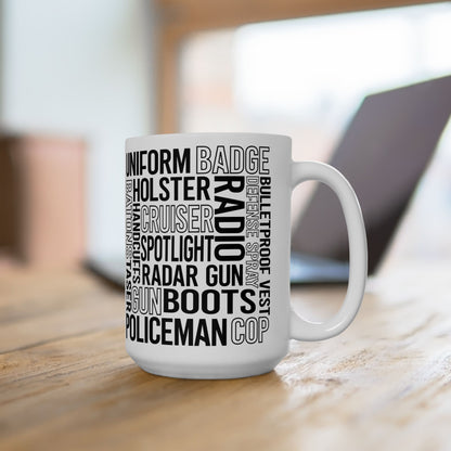 Police Officer Subway Art Ceramic Mug, (11oz, 15oz)