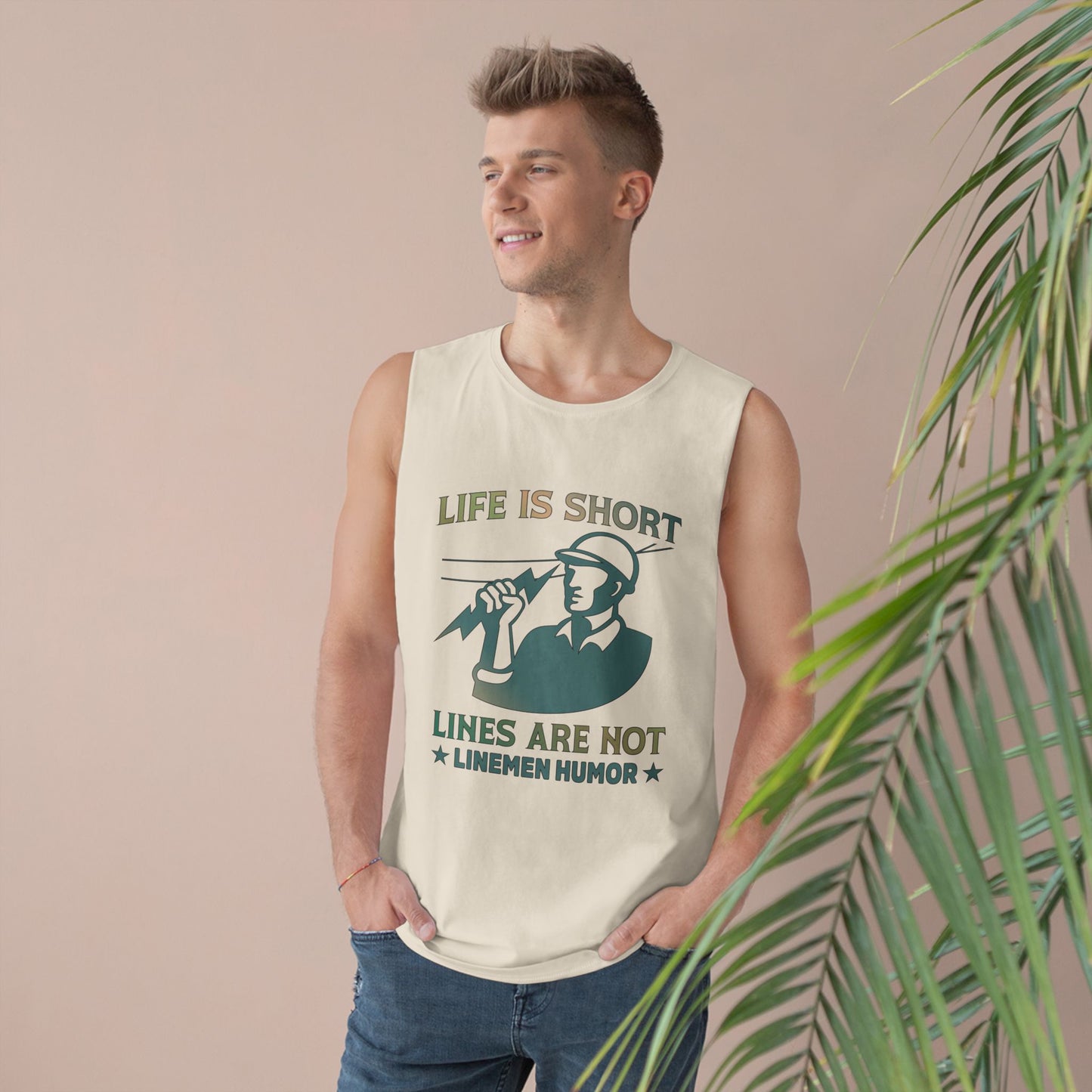 Lineman Tank - Life Is Short Lines Are Not-copper patina