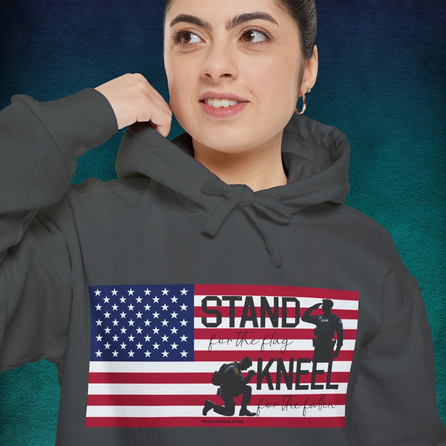 Comfort Colors Stand for the Flag, Kneel for the Fallen Hoodie - Police man