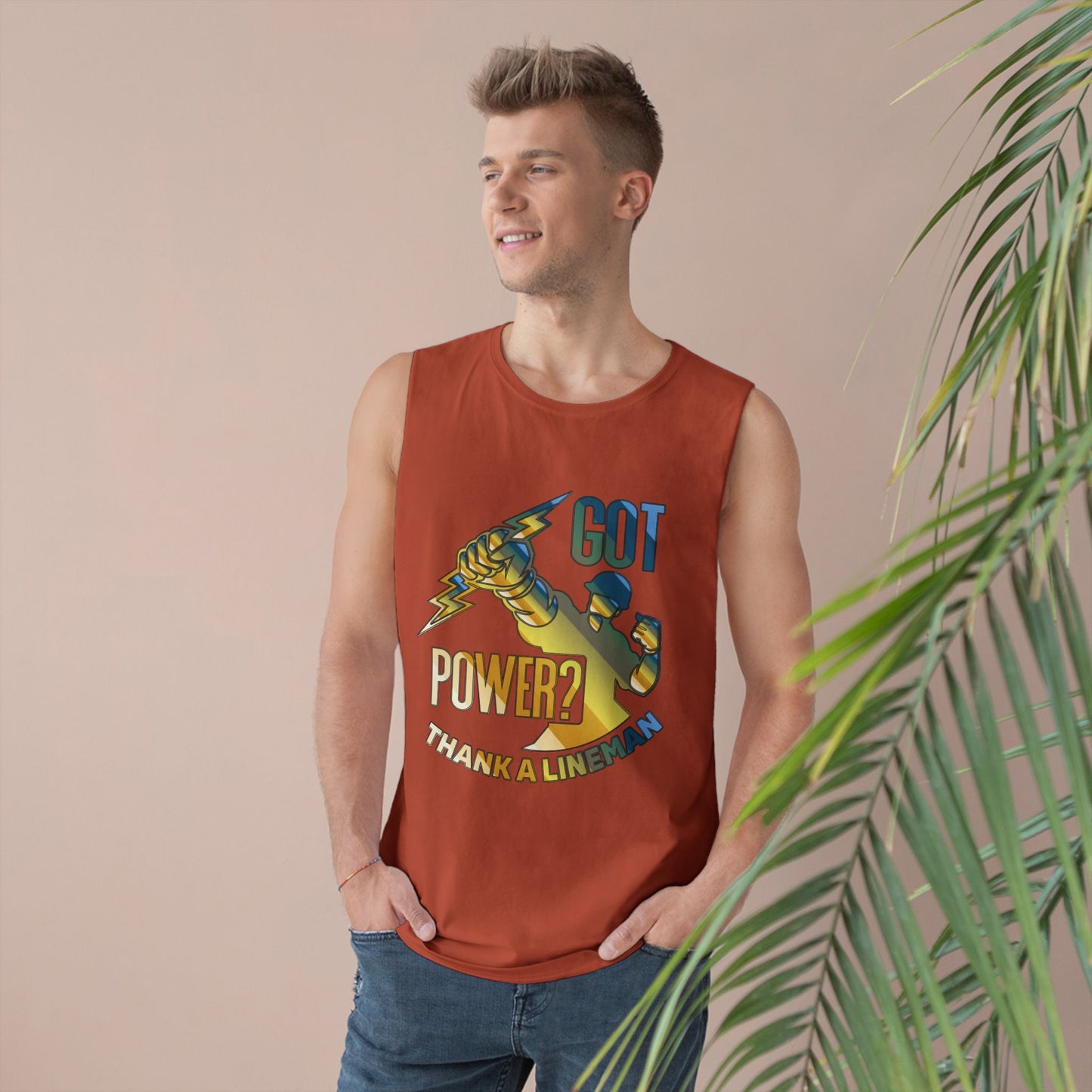 Lineman Tank - Got Power Thank A Lineman - colored chrome