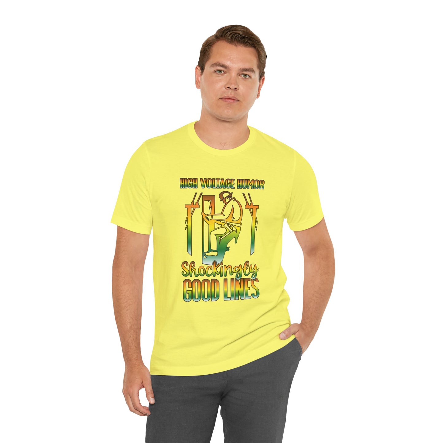 Lineman T-shirt - High Voltage Humor Shockingly Good Lines-gradient