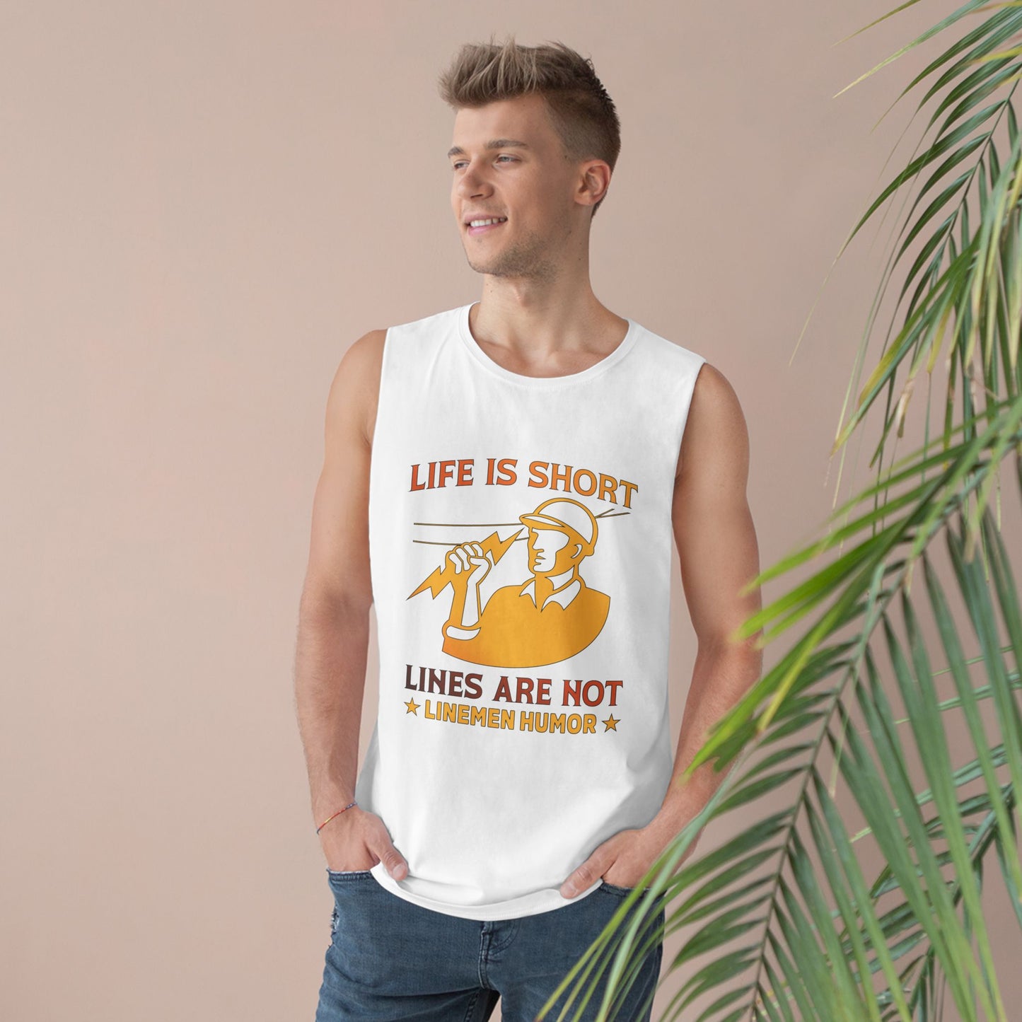 Lineman Tank - Life Is Short Lines Are Not-sky 24