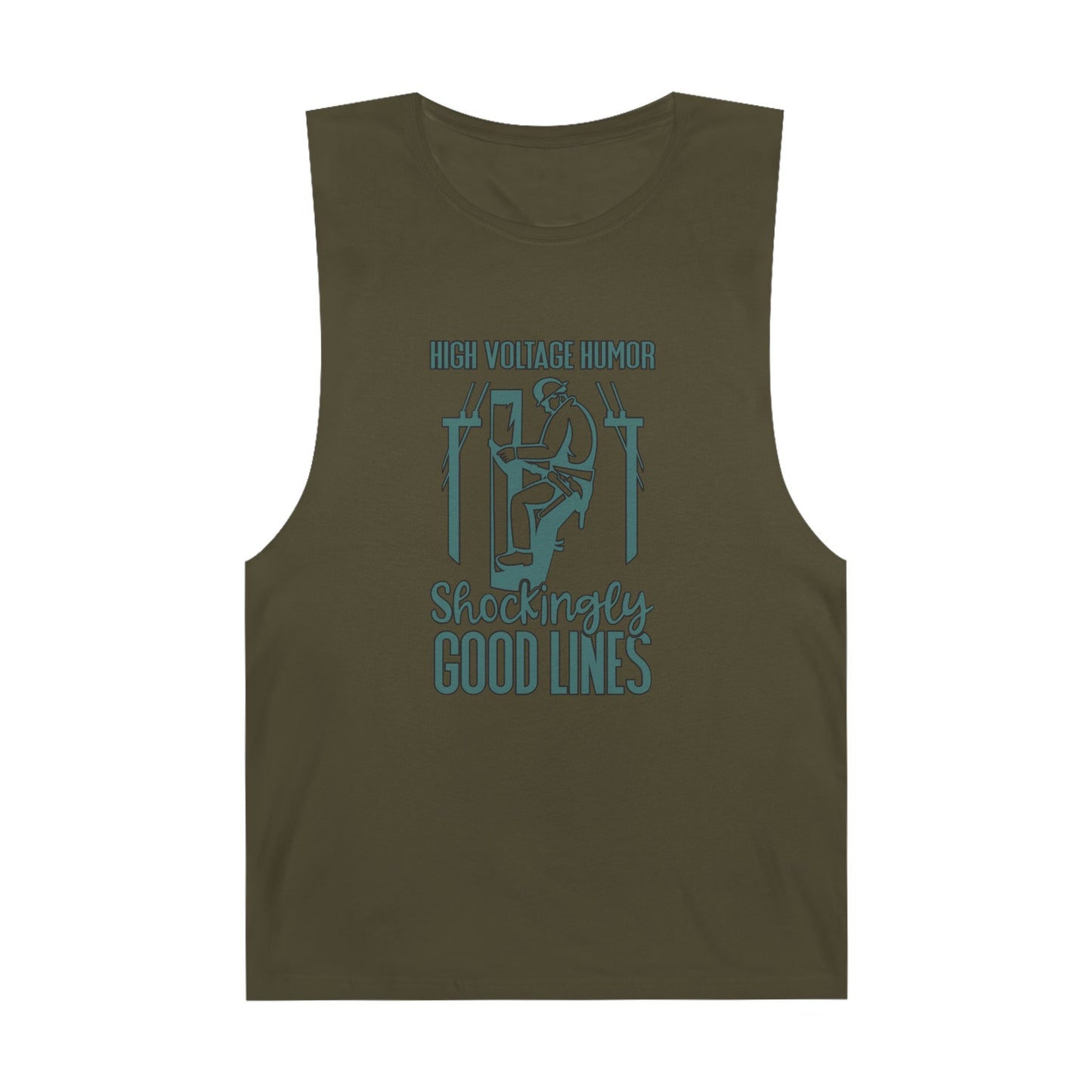 Lineman Tank - High Voltage Humor Shockingly Good Lines-copper patina