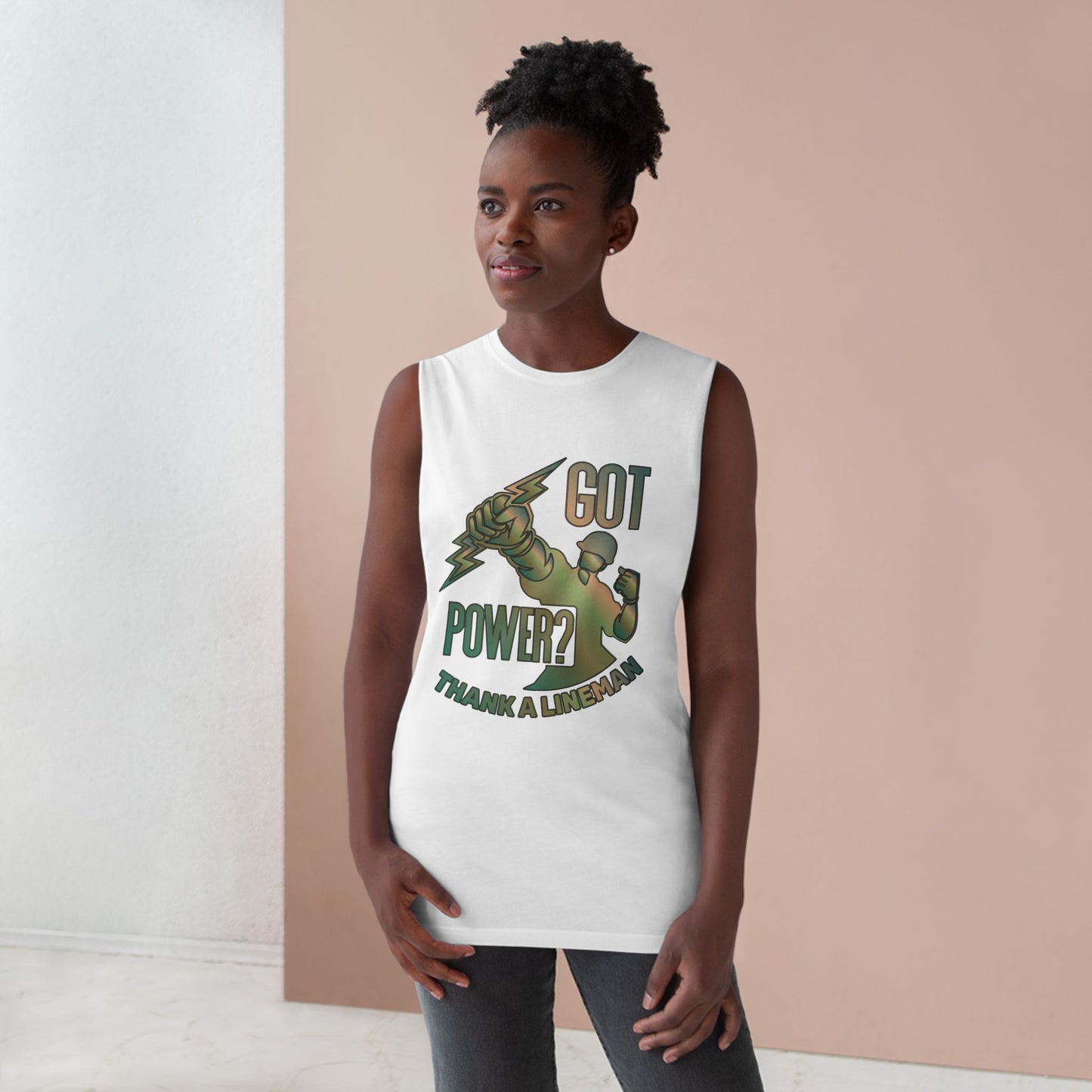 Lineman Tank - Got Power Thank A Lineman - copper patina