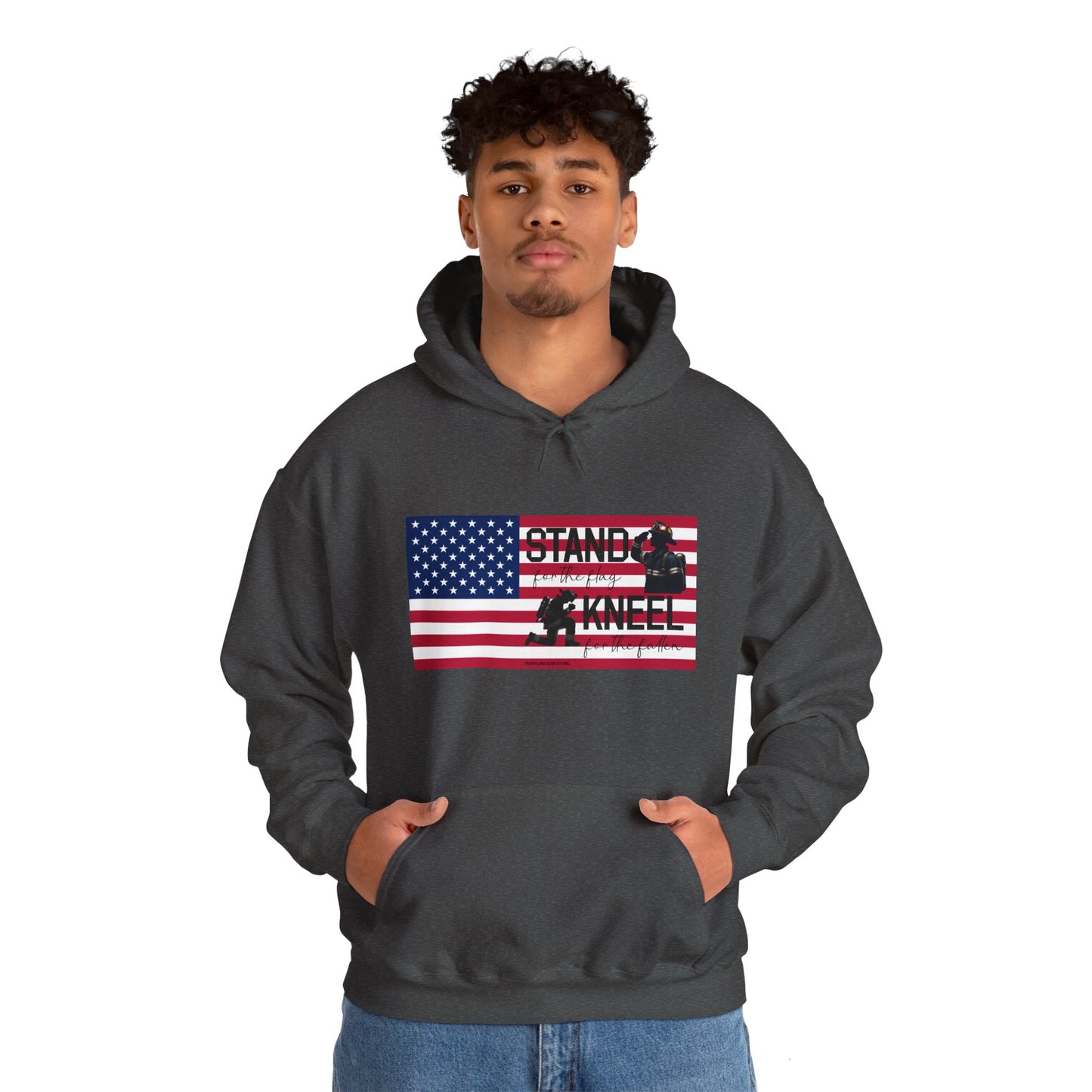 Gildan Stand for the Flag, Kneel for the Fallen Hoodie - fire fighter