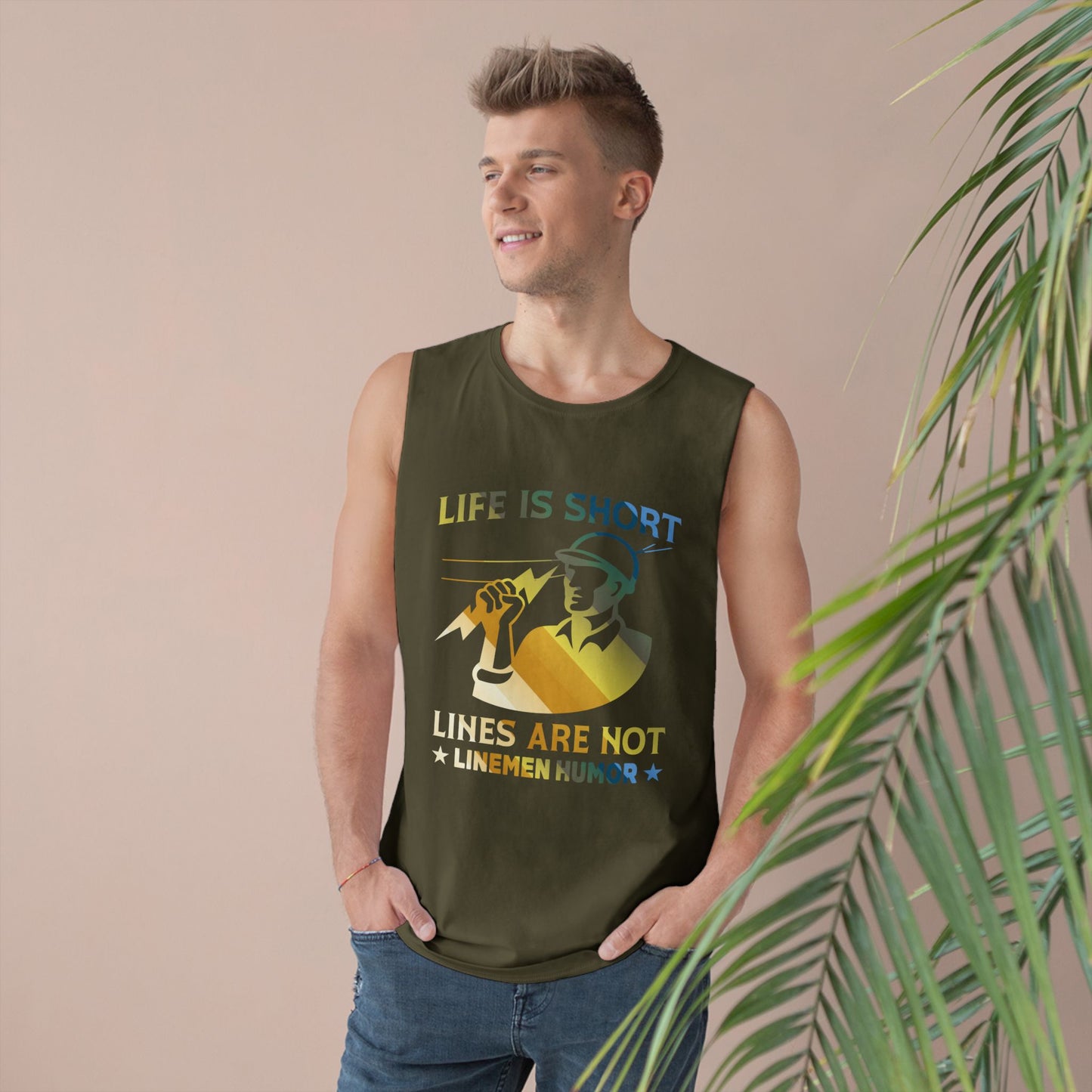 Lineman Tank - Life Is Short Lines Are Not-colored chrome