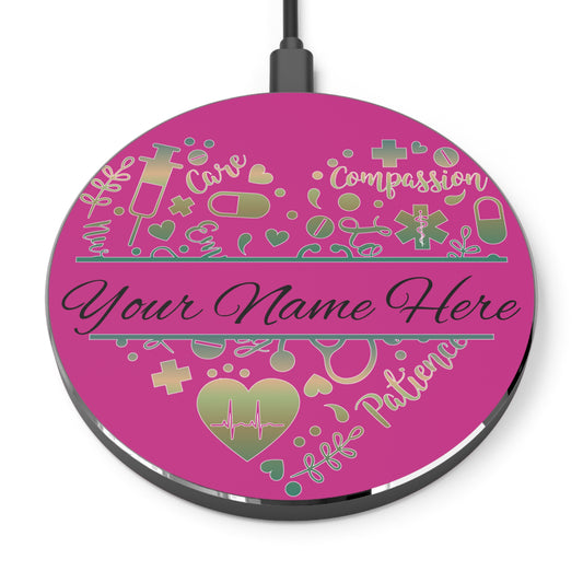 Nurse Monogram Heart Wireless Charger | Fast Charging Pad for Healthcare Professionals