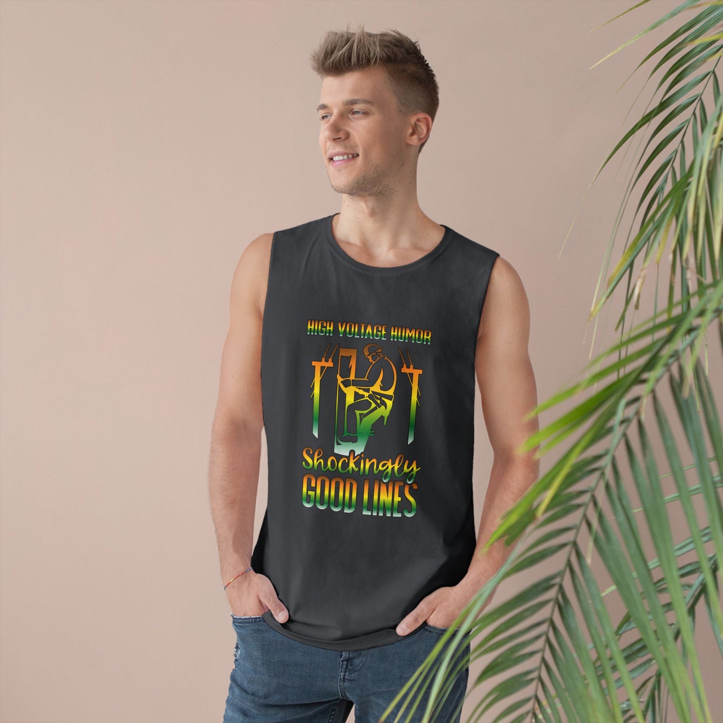 Lineman Tank - High Voltage Humor Shockingly Good Lines-gradient