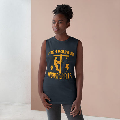Lineman Tank - High Voltage Higher Spirits-sky 24